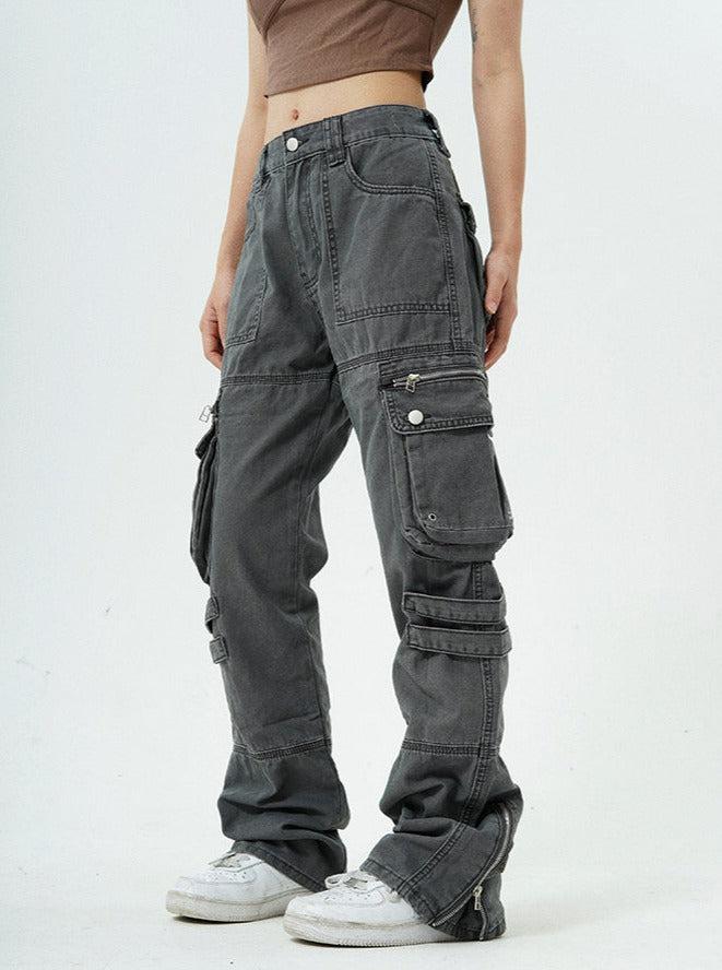 Made Extreme Multi-Pocket Strap Cargo Pants Korean Street Fashion Pants By Made Extreme Shop Online at OH Vault
