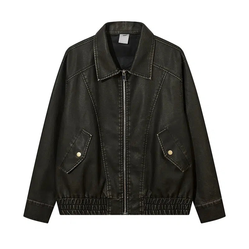 Ruched Hem Faux Leather Jacket Korean Street Fashion Jacket By Mr Nearly Shop Online at OH Vault