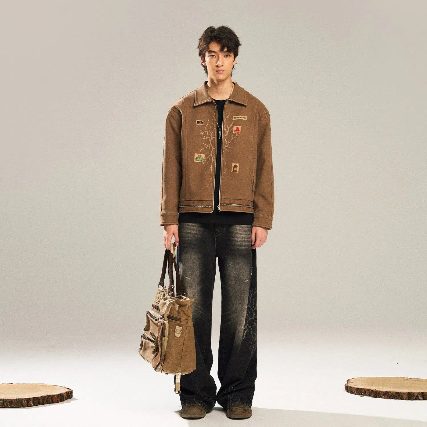 Roots Multi-Zip Denim Jacket Korean Street Fashion Jacket By New Start Shop Online at OH Vault