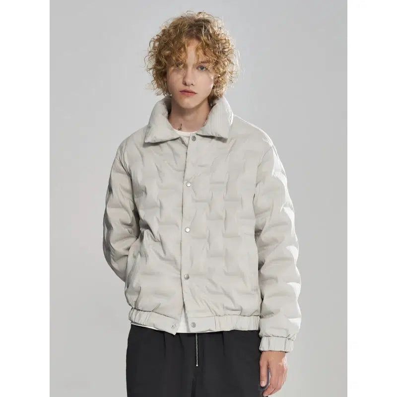 Embossed Pattern Down Jacket Korean Street Fashion Jacket By 11St Crops Shop Online at OH Vault