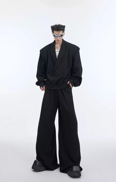 V-Neck Drapey Jacket & Pants Set Korean Street Fashion Clothing Set By Argue Culture Shop Online at OH Vault