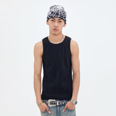 Solid Line Pleats Tank Top Korean Street Fashion Tank Top By R69 Shop Online at OH Vault
