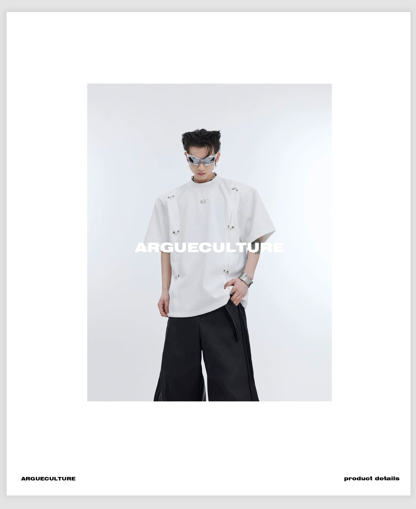 Metal Rings Detail T-Shirt Korean Street Fashion T-Shirt By Argue Culture Shop Online at OH Vault