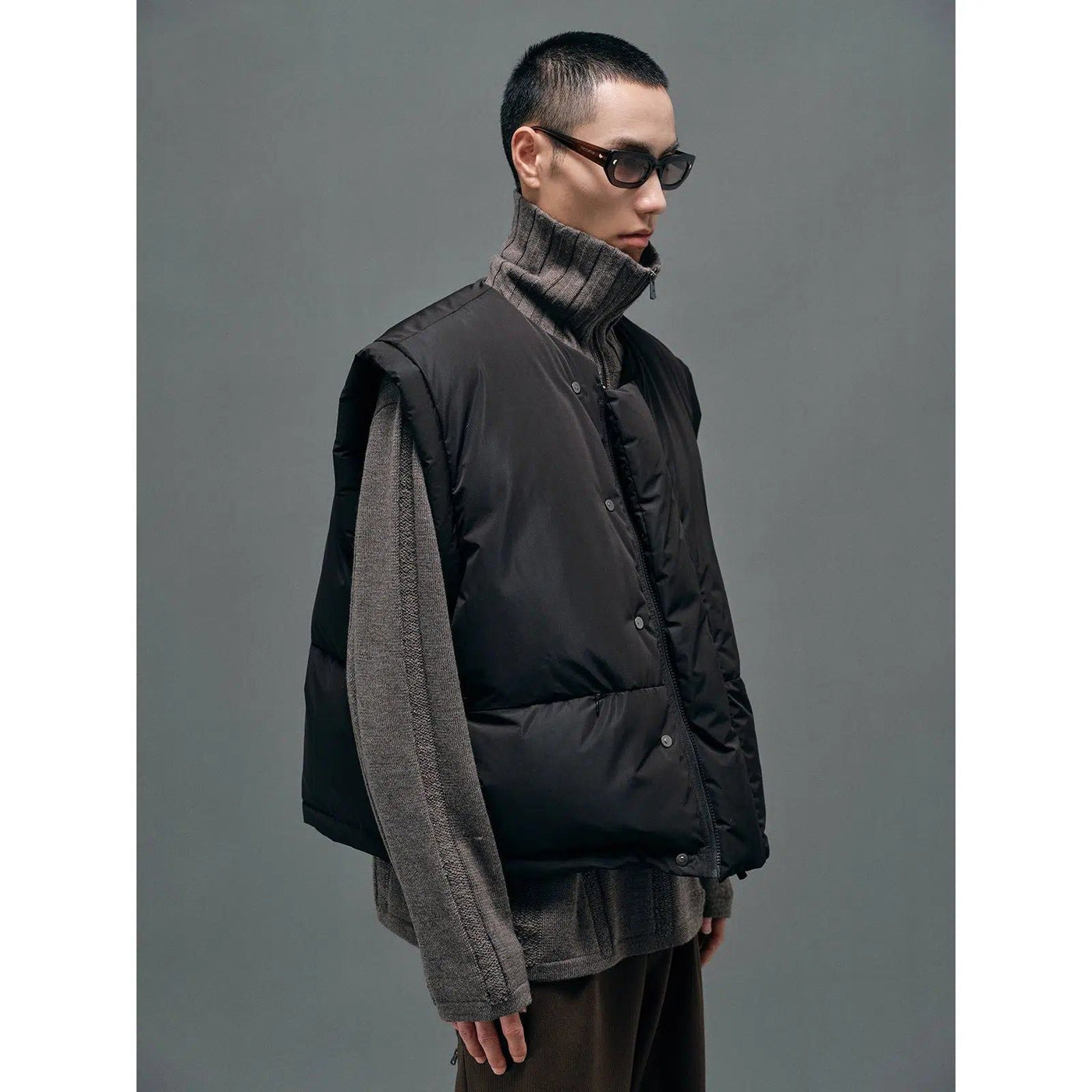 Buttoned Cropped Down Vest Korean Street Fashion Vest By NANS Shop Online at OH Vault