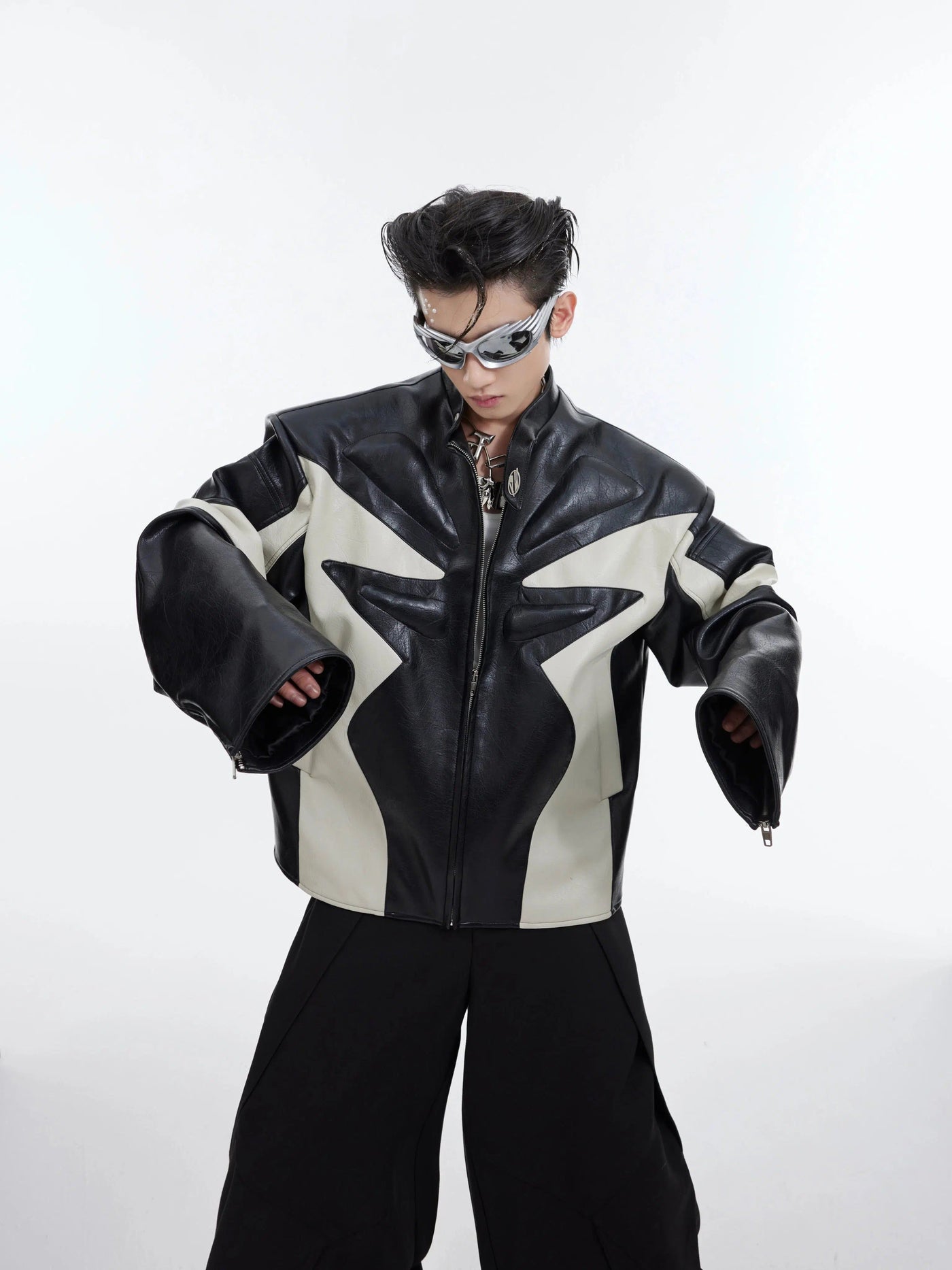 Splices Moto PU Leather Jacket Korean Street Fashion Jacket By Argue Culture Shop Online at OH Vault