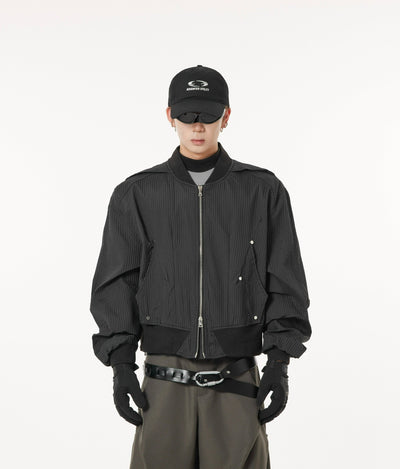 Vertical Pleats Textured Metal Buttons Jacket Korean Street Fashion Jacket By Dark Fog Shop Online at OH Vault
