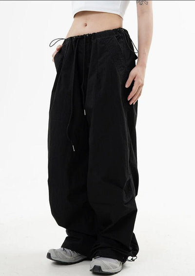 Drawstring Parachute Style Pants Korean Street Fashion Pants By Made Extreme Shop Online at OH Vault