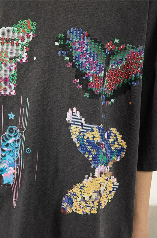 Butterflies Batik Graphic T-Shirt Korean Street Fashion T-Shirt By Conp Conp Shop Online at OH Vault