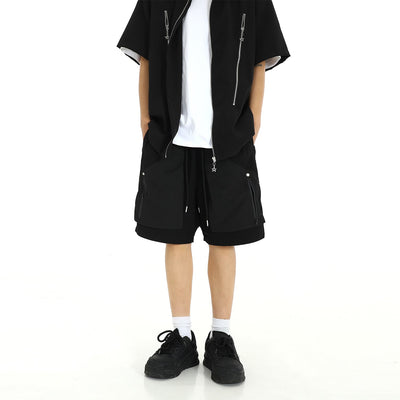 Drawstring Zip Pocket Sports Shorts Korean Street Fashion Shorts By MEBXX Shop Online at OH Vault