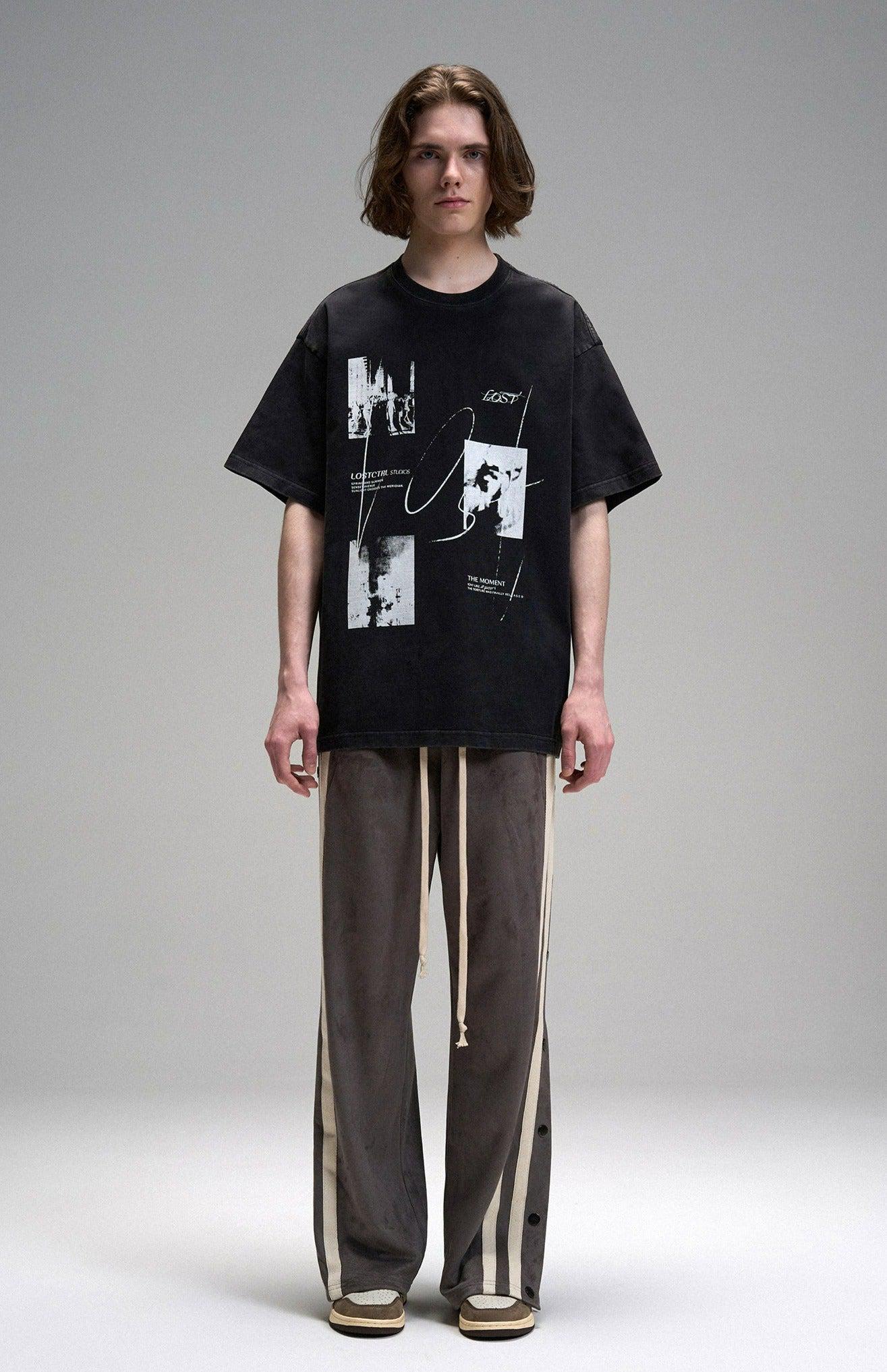 Washed Portrait T-Shirt Korean Street Fashion T-Shirt By Lost CTRL Shop Online at OH Vault