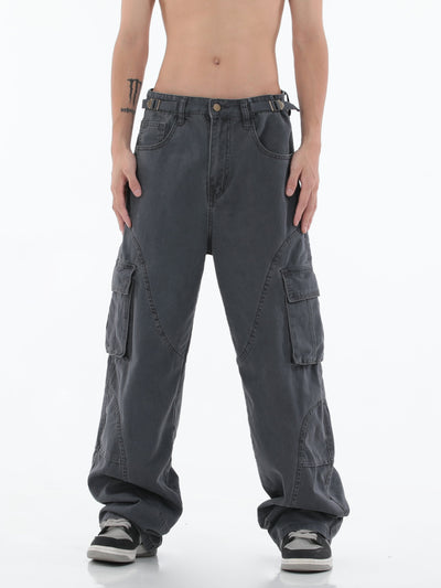 Washed Straight Loose Cargo Pants Korean Street Fashion Pants By MEBXX Shop Online at OH Vault