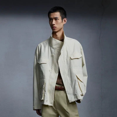 Multi-Pocket Boxy Cut Jacket Korean Street Fashion Jacket By Opicloth Shop Online at OH Vault