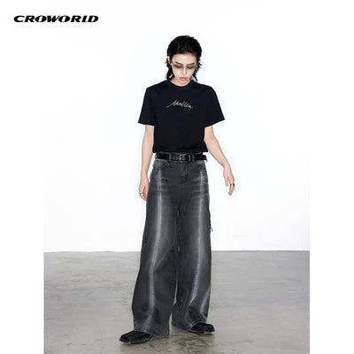 Lines Detail Washed Jeans Korean Street Fashion Jeans By Cro World Shop Online at OH Vault
