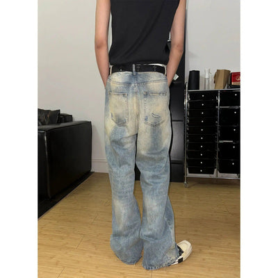 Faded Distressed Straight Jeans Korean Street Fashion Jeans By Ash Dark Shop Online at OH Vault