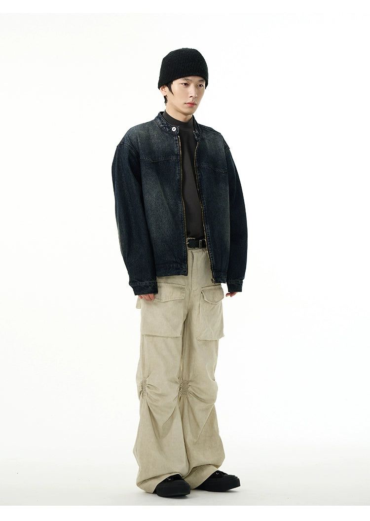 Contrast Washed Denim Jacket Korean Street Fashion Jacket By 77Flight Shop Online at OH Vault