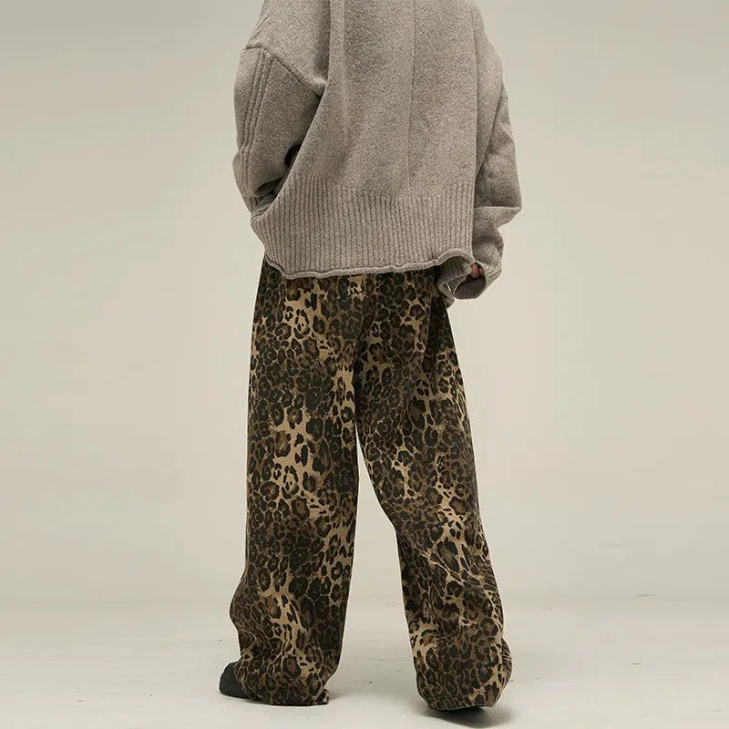 Slant Pocket Leopard Print Loose Pants Korean Street Fashion Pants By 77Flight Shop Online at OH Vault