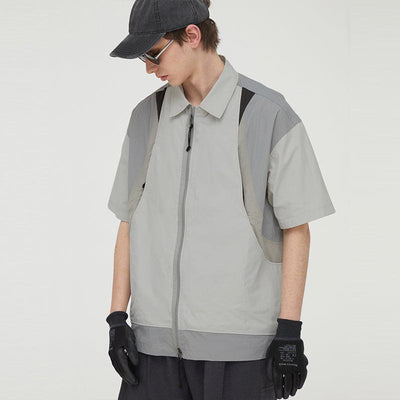 Contrast Stitched Structured Shirt Korean Street Fashion Shirt By Decesolo Shop Online at OH Vault
