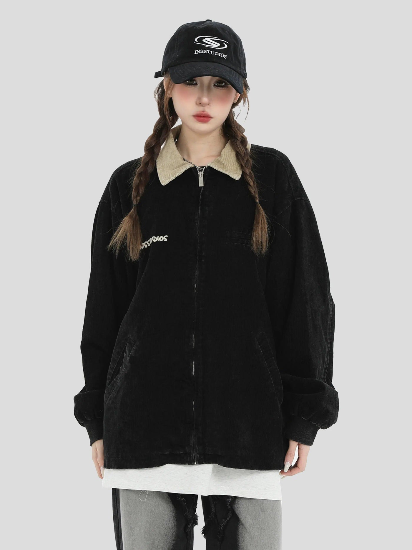 Contrast Collar Corduroy Jacket Korean Street Fashion Jacket By INS Korea Shop Online at OH Vault