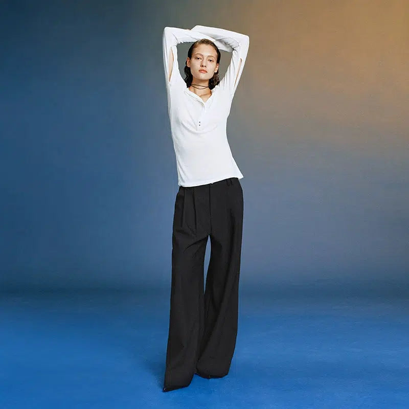 Opicloth Essential Wide Leg Trousers Korean Street Fashion Pants By Opicloth Shop Online at OH Vault