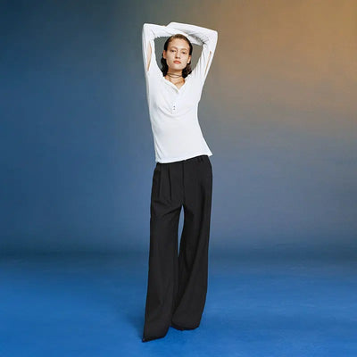 Essential Wide Leg Trousers Korean Street Fashion Pants By Opicloth Shop Online at OH Vault