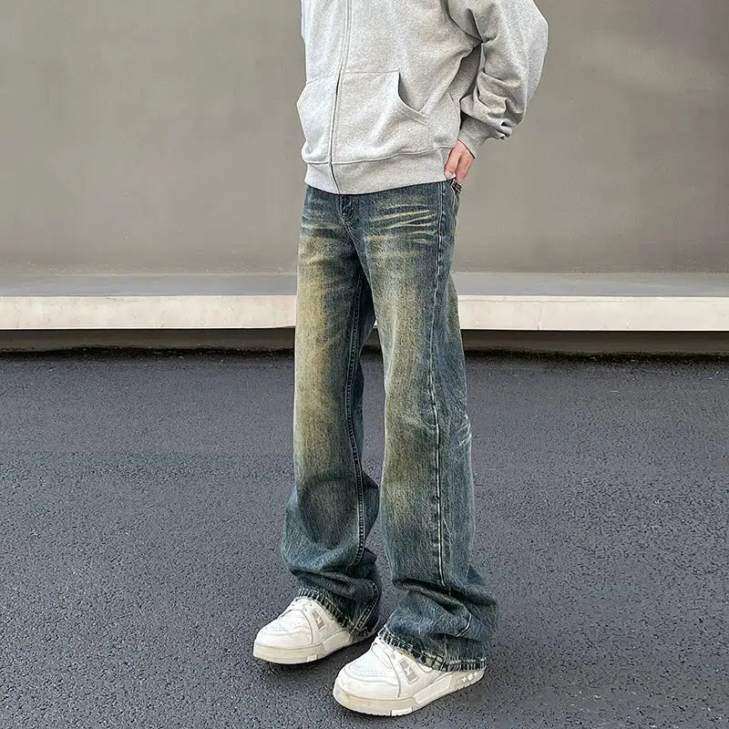 Washed and Faded Vintage Jeans Korean Street Fashion Jeans By A PUEE Shop Online at OH Vault