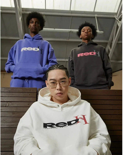 Logo Print Kangaroo Pocket Hoodie Korean Street Fashion Hoodie By R69 Shop Online at OH Vault