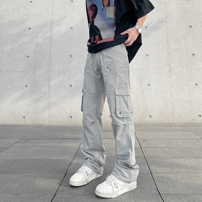 Rivet Details Straight Cargo Pants Korean Street Fashion Pants By A PUEE Shop Online at OH Vault