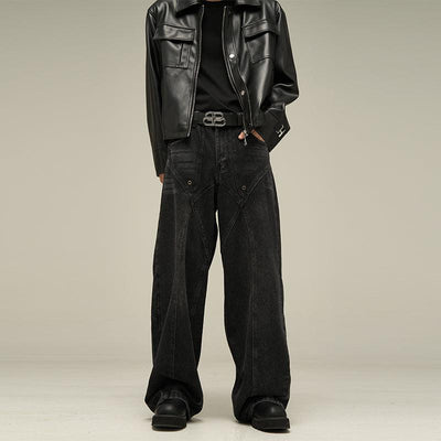 Faded Seam Detail Slant Pocket Jeans Korean Street Fashion Jeans By 77Flight Shop Online at OH Vault