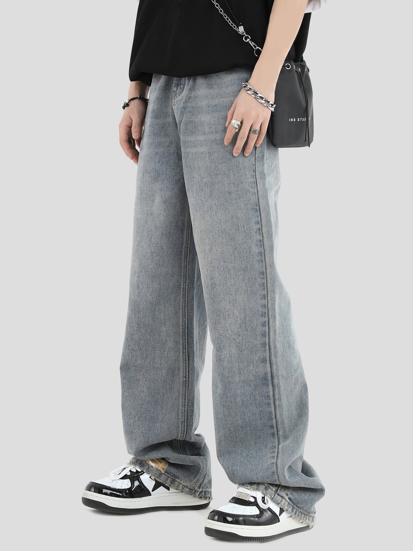 INS Korea Cat Whisker Ripped Hem Jeans Korean Street Fashion Jeans By INS Korea Shop Online at OH Vault