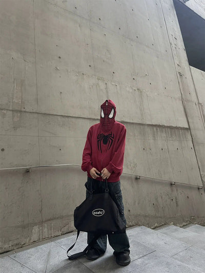 MaxDstr Spider Embroidery Full Zipped Hoodie Korean Street Fashion Hoodie By MaxDstr Shop Online at OH Vault