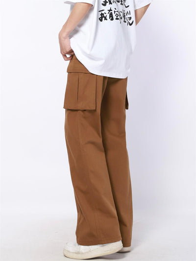 Solid Flap Pocket Straight Cargo Pants Korean Street Fashion Pants By Made Extreme Shop Online at OH Vault