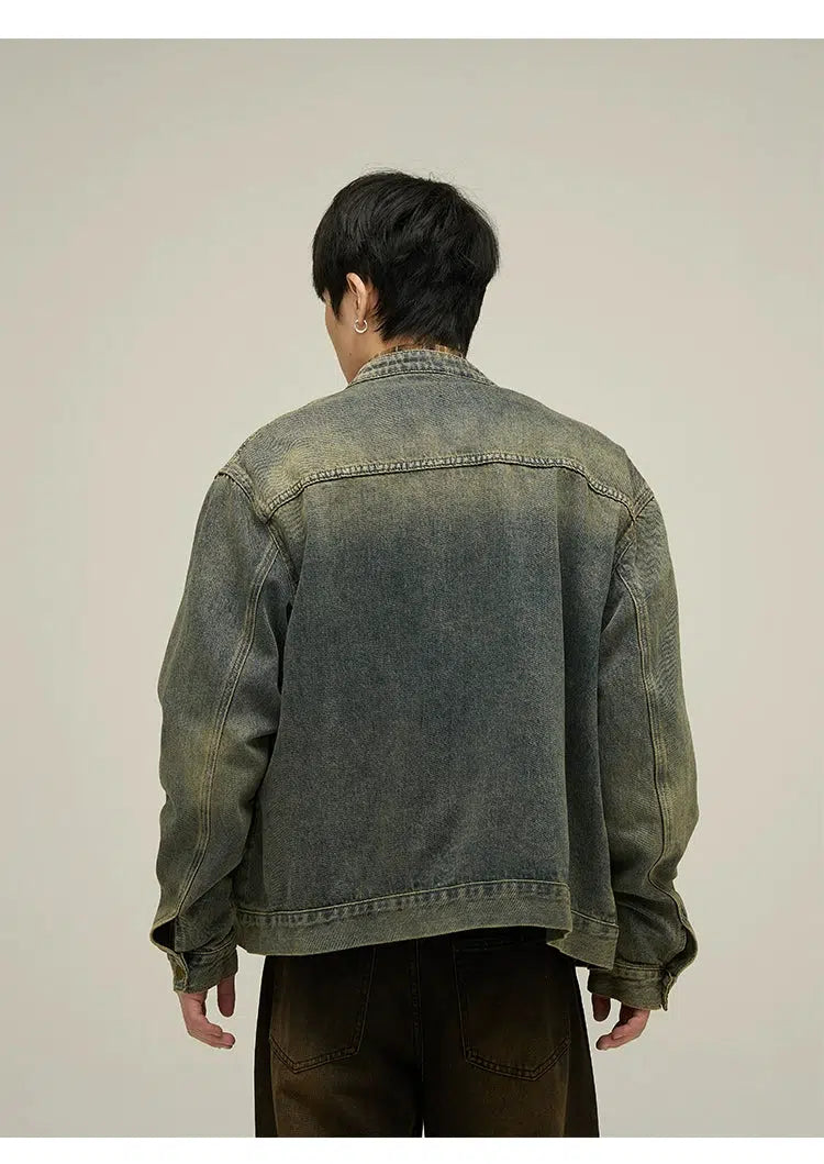 Vintage Fade Denim Jacket Korean Street Fashion Jacket By 77Flight Shop Online at OH Vault