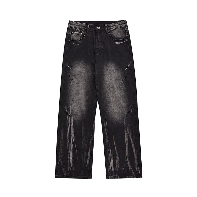 Tie-Dye Wash Relaxed Fit Jeans Korean Street Fashion Jeans By A PUEE Shop Online at OH Vault