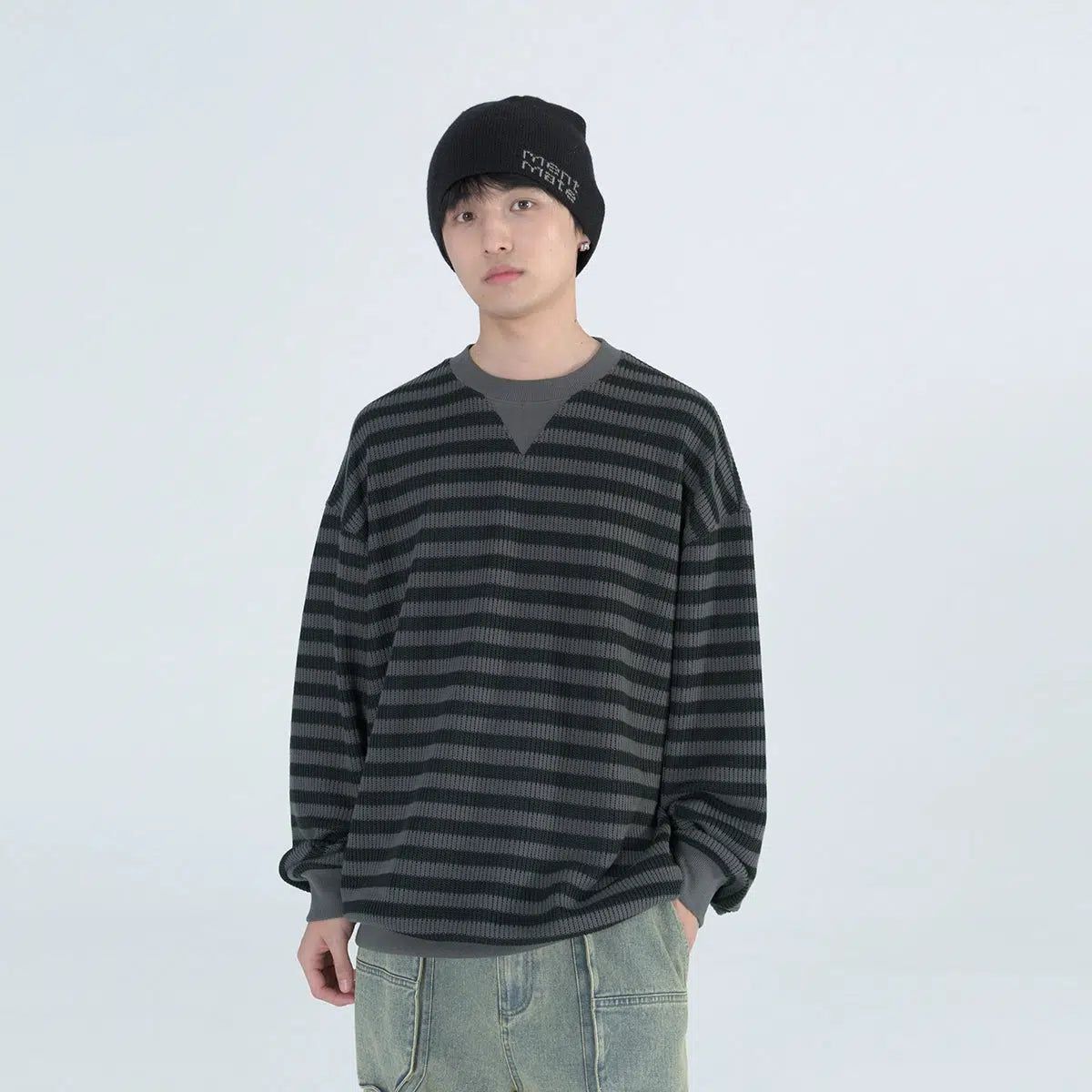 Casual Striped Comfty Sweater Korean Street Fashion Sweater By Mentmate Shop Online at OH Vault