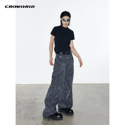 Drawstring Hem Side Pleats Cargo Pants Korean Street Fashion Pants By Cro World Shop Online at OH Vault