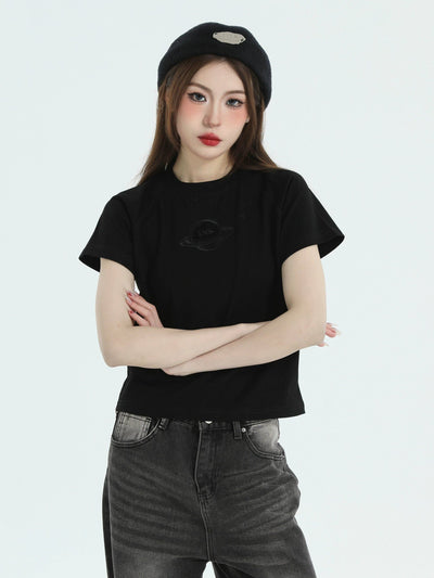 Planet Logo T-Shirt Korean Street Fashion T-Shirt By INS Korea Shop Online at OH Vault