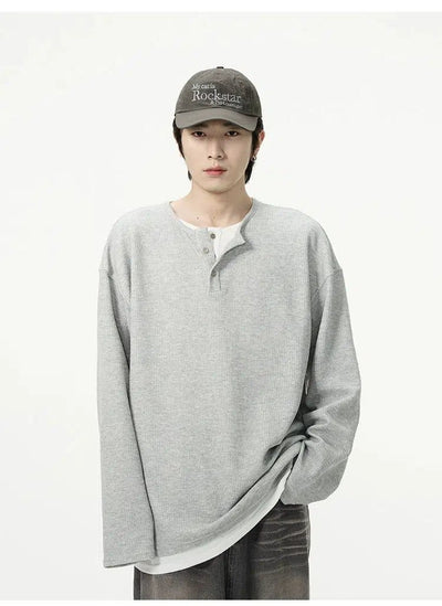 Two-Piece Henley Sweater Korean Street Fashion Sweater By 77Flight Shop Online at OH Vault