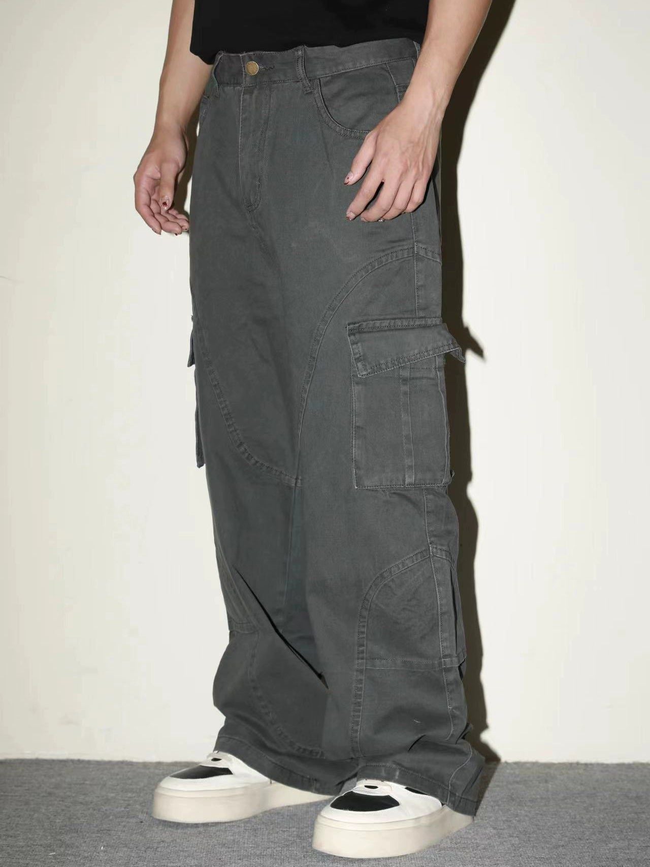 Faded Spliced Cargo Pants Korean Street Fashion Pants By Made Extreme Shop Online at OH Vault