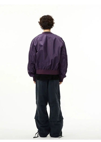 Zip Contrast Bomber Jacket Korean Street Fashion Jacket By 77Flight Shop Online at OH Vault
