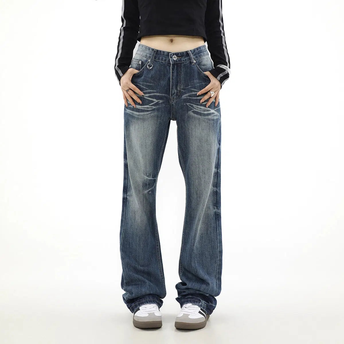 Whiskers Emphasis Washed Jeans Korean Street Fashion Jeans By Mr Nearly Shop Online at OH Vault