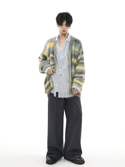 Cozy Gradient Stripes Metal Bar Cardigan Korean Street Fashion Cardigan By Mr Nearly Shop Online at OH Vault
