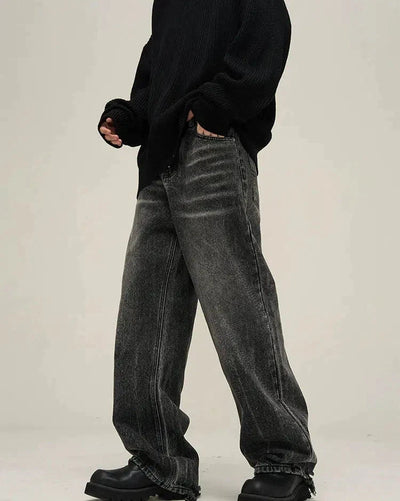 Bootcut Whiskers Emphasis Washed Jeans Korean Street Fashion Jeans By 77Flight Shop Online at OH Vault