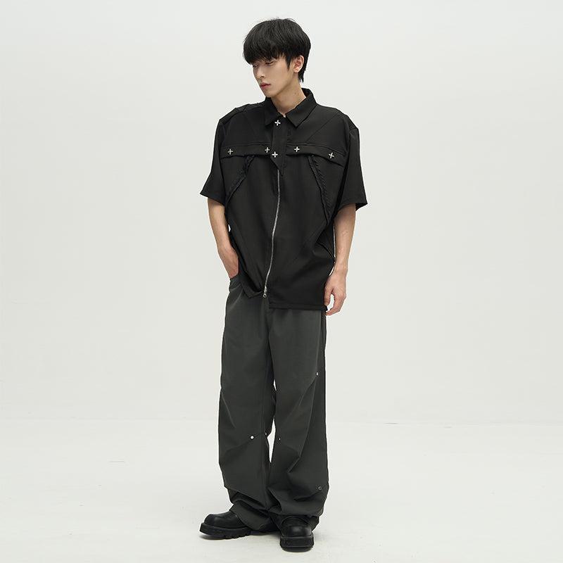 Metal Buttoned Pants Korean Street Fashion Pants By 77Flight Shop Online at OH Vault