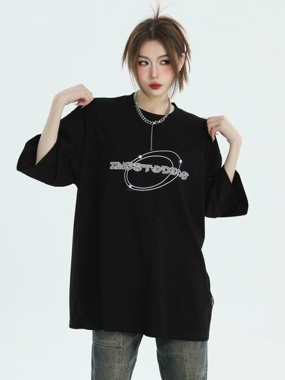 Orbit Logo T-Shirt Korean Street Fashion T-Shirt By INS Korea Shop Online at OH Vault