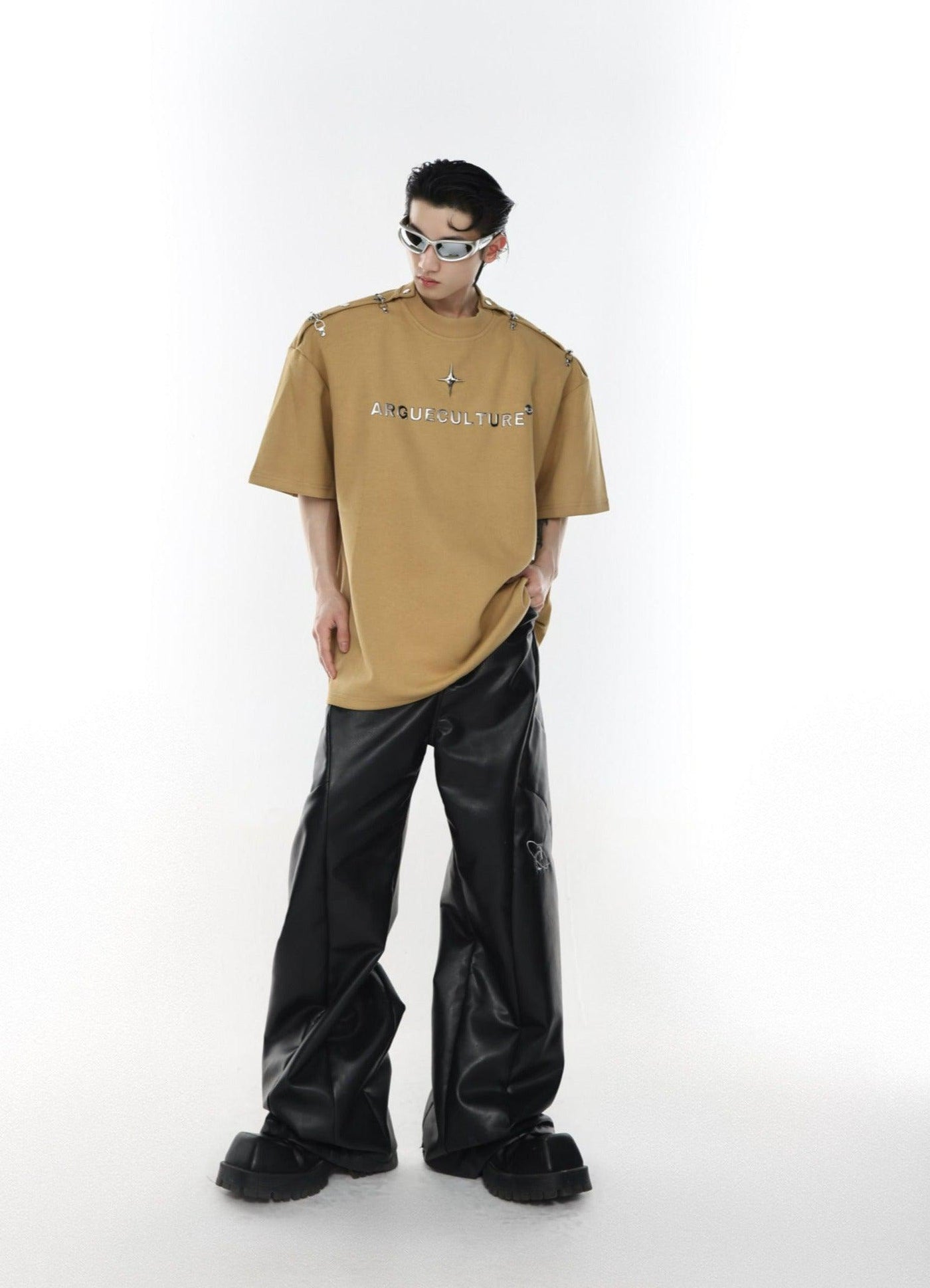 Metal Airplane Buckle T-Shirt Korean Street Fashion T-Shirt By Argue Culture Shop Online at OH Vault