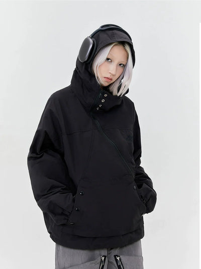 Logo Slant Zipped Windbreaker Jacket Korean Street Fashion Jacket By Made Extreme Shop Online at OH Vault