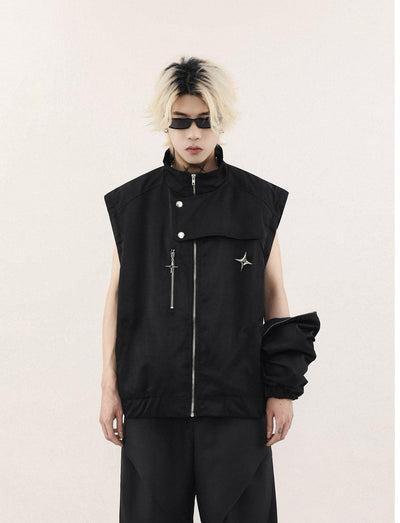 Mr Nearly Metal Detail Detachable Sleeve Jacket Korean Street Fashion Jacket By Mr Nearly Shop Online at OH Vault