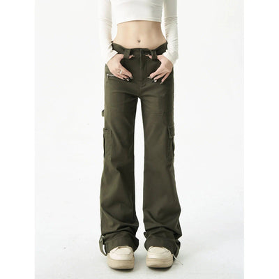 Casual Slim Fit Flared Cargo Pants Korean Street Fashion Pants By MaxDstr Shop Online at OH Vault