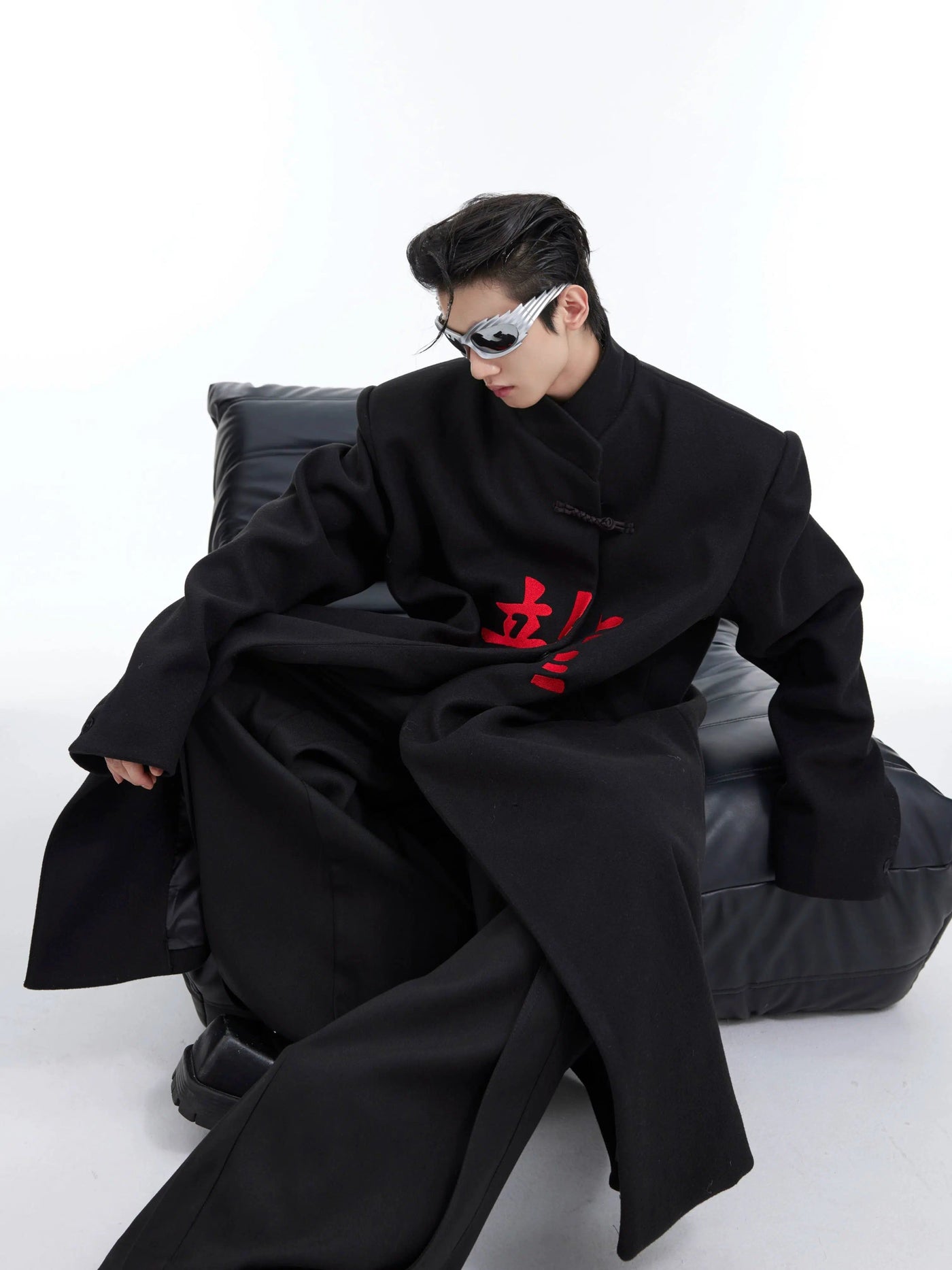 Chinese Character Long Coat Korean Street Fashion Long Coat By Argue Culture Shop Online at OH Vault