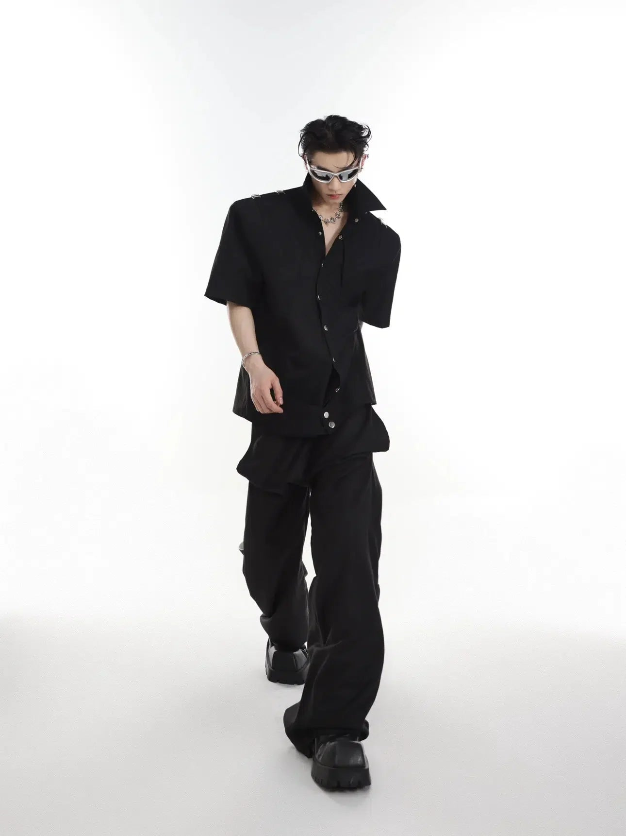 Shoulder Multiple Strap Belts Shirt Korean Street Fashion Shirt By Argue Culture Shop Online at OH Vault